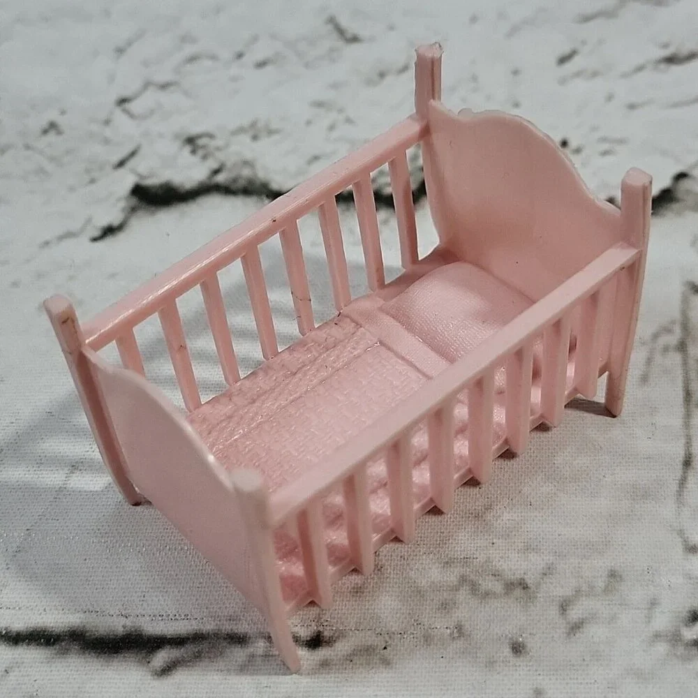 Vintage 50's Marx Dollhouse Furniture Lot of 8 Pieces Crib Chairs Bathroom Scale